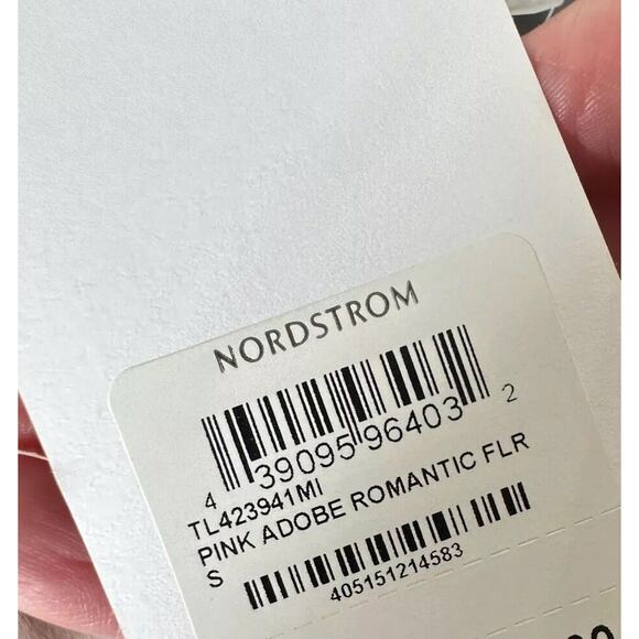 NWT Leith Pink Adobe Taupe Pink Red Floral Print Bell Sleeve Ruffle Wrap Top S - Picture 12 of 14